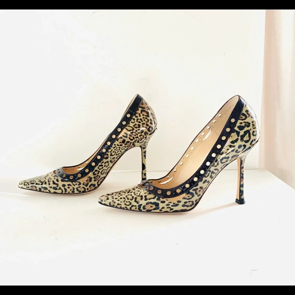 Jimmy Choo animal print beige black heels 38